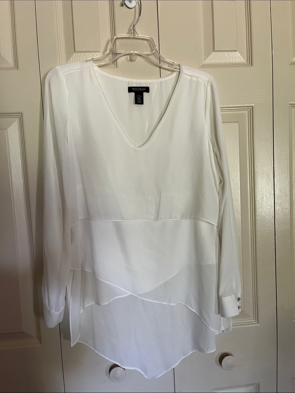 White House Black Market White Layered V-Neck Blouse